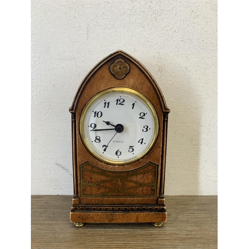 1083 - Six various mantel and wall clocks to include Art Deco Smiths Enfield Westminster chime mantel clock... 