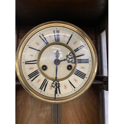 1084 - A Victorian mahogany cased Vienna chiming wall clock - approx. 106cm long x 39.5cm wide