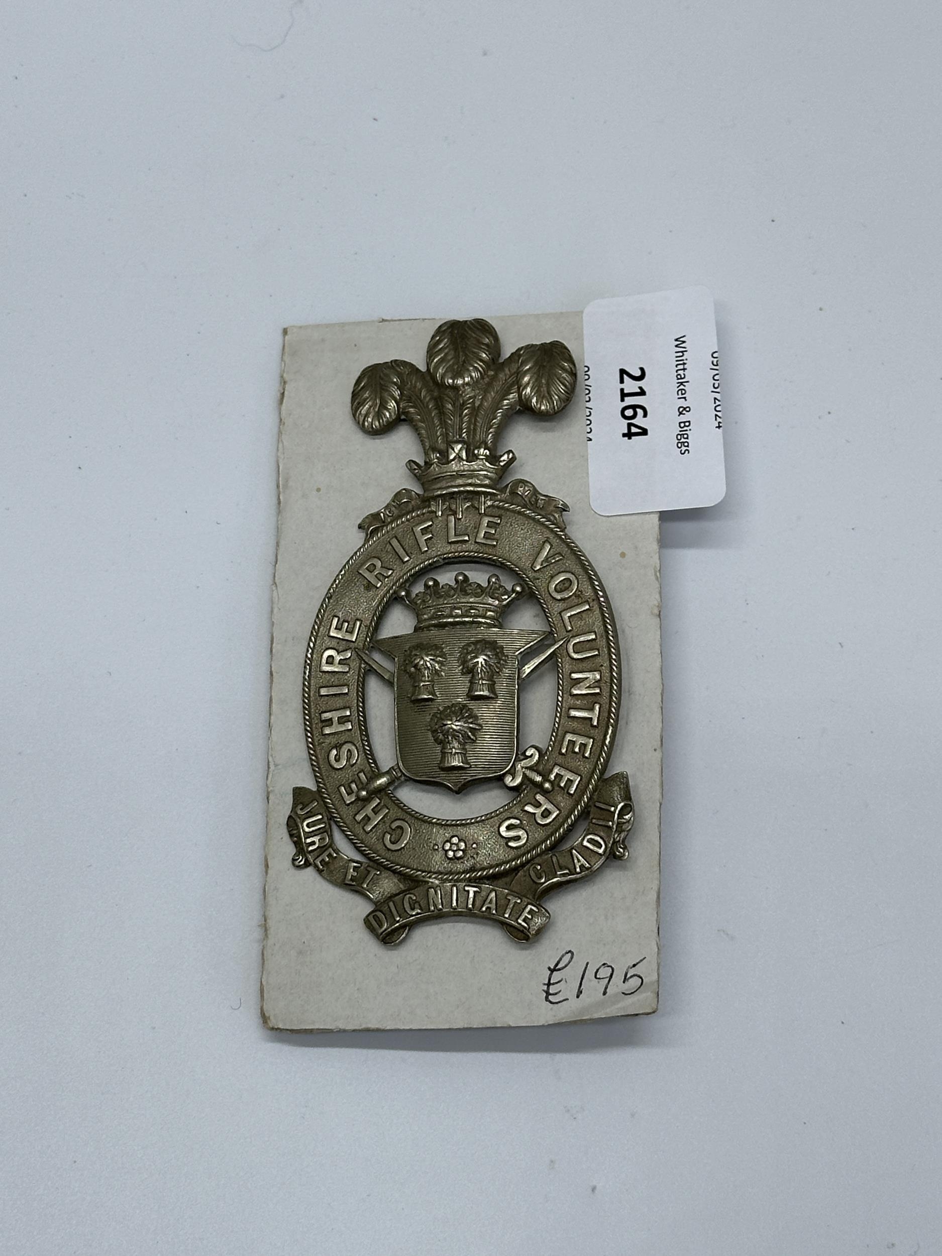 A Victorian Cheshire Rifle Volunteers helmet plate/badge