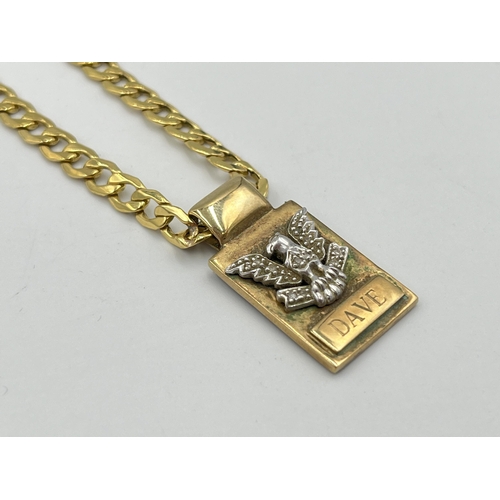 2359 - A 9ct gold 'Dave' pendant necklace - approx. gross weight 12.7g