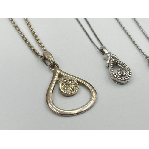 2365 - Five pieces of .925 silver jewellery, four pendant necklaces and one heart shaped pendant - approx. ... 