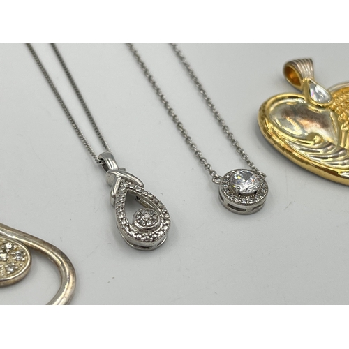 2365 - Five pieces of .925 silver jewellery, four pendant necklaces and one heart shaped pendant - approx. ... 