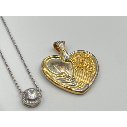 2365 - Five pieces of .925 silver jewellery, four pendant necklaces and one heart shaped pendant - approx. ... 