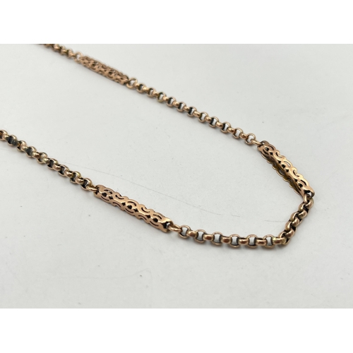 2371 - An antique yellow metal muff chain stamped '10' to clasp - approx. gross weight 20g