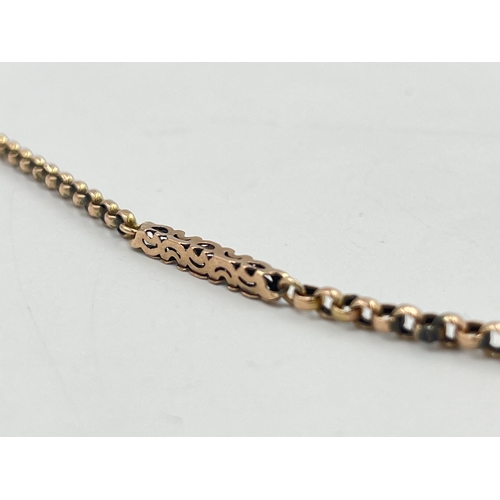 2371 - An antique yellow metal muff chain stamped '10' to clasp - approx. gross weight 20g