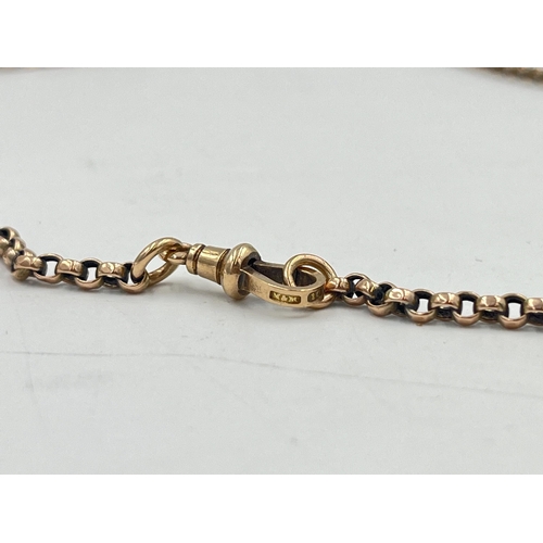 2371 - An antique yellow metal muff chain stamped '10' to clasp - approx. gross weight 20g