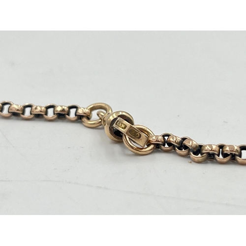 2371 - An antique yellow metal muff chain stamped '10' to clasp - approx. gross weight 20g