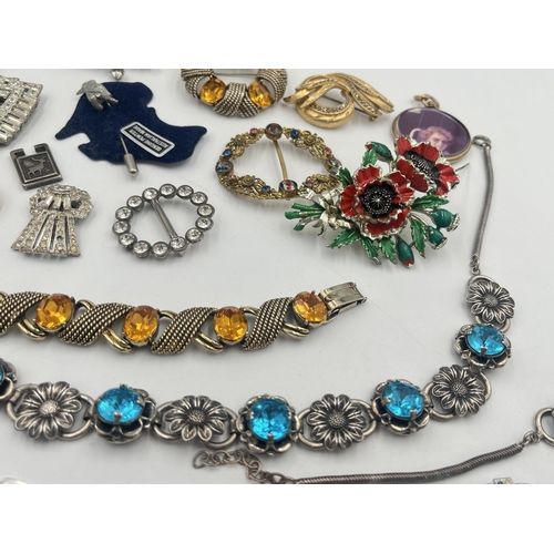 2386A - A collection of antique and vintage jewellery to include three Victorian hallmarked sterling silver ... 