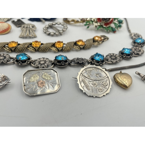 2386A - A collection of antique and vintage jewellery to include three Victorian hallmarked sterling silver ... 