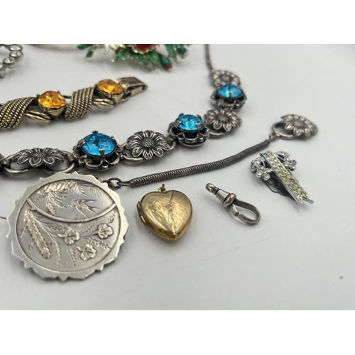 2386A - A collection of antique and vintage jewellery to include three Victorian hallmarked sterling silver ... 