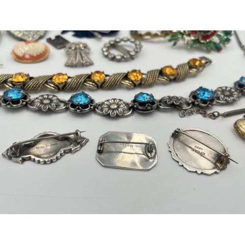 2386A - A collection of antique and vintage jewellery to include three Victorian hallmarked sterling silver ... 