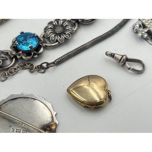 2386A - A collection of antique and vintage jewellery to include three Victorian hallmarked sterling silver ... 