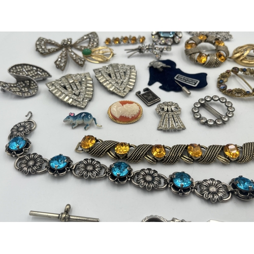 2386A - A collection of antique and vintage jewellery to include three Victorian hallmarked sterling silver ... 