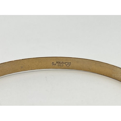 2397 - A vintage 9ct rolled gold heart motif bangle