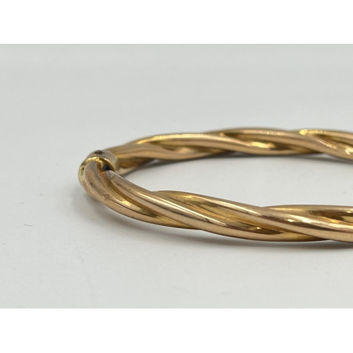 2399 - A hallmarked 9ct gold bangle - approx. gross weight 10g