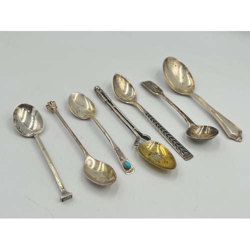 2525 - Seven silver and white metal teaspoons, four hallmarked sterling silver - approx. gross weight 52g, ... 