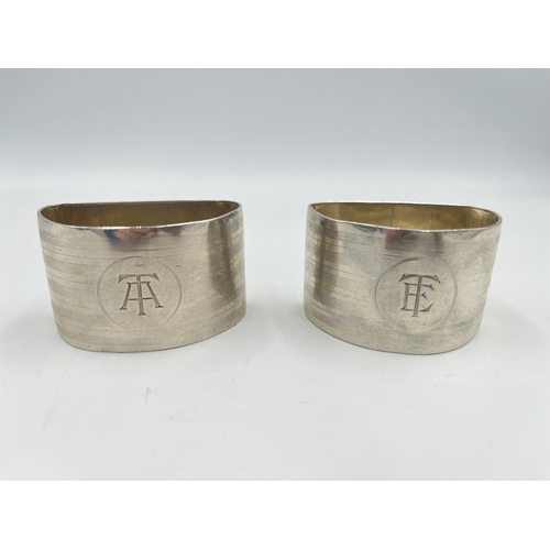 2528 - A pair of Art Deco Mappin & Webb Ltd. hallmarked London silver napkin rings, dated 1927 - approx. gr... 