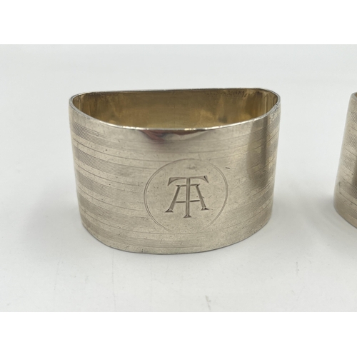 2528 - A pair of Art Deco Mappin & Webb Ltd. hallmarked London silver napkin rings, dated 1927 - approx. gr... 