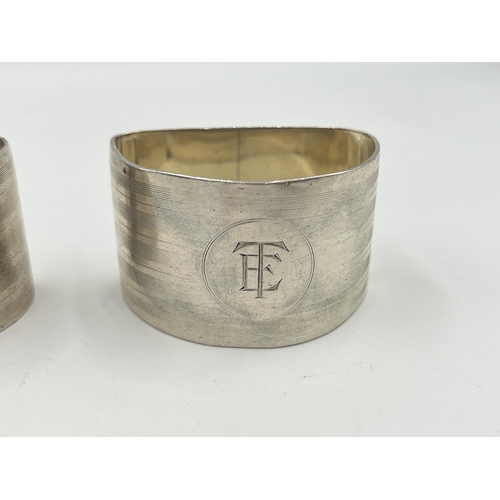 2528 - A pair of Art Deco Mappin & Webb Ltd. hallmarked London silver napkin rings, dated 1927 - approx. gr... 