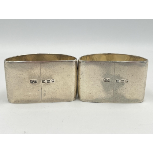 2528 - A pair of Art Deco Mappin & Webb Ltd. hallmarked London silver napkin rings, dated 1927 - approx. gr... 