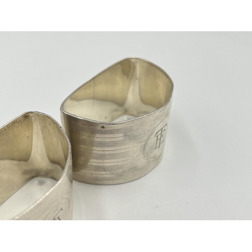 2528 - A pair of Art Deco Mappin & Webb Ltd. hallmarked London silver napkin rings, dated 1927 - approx. gr... 