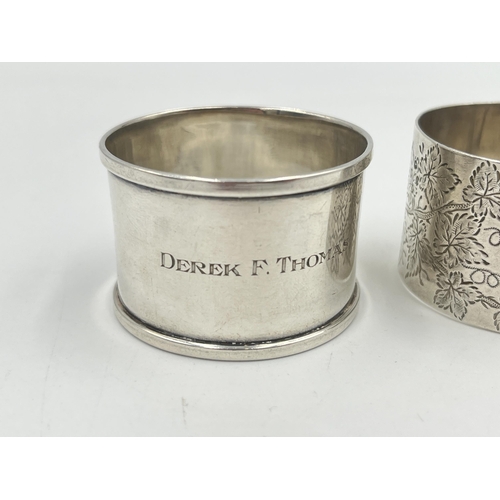 2529 - Two hallmarked sterling silver napkin rings, one Victorian London and one Cooper Brothers & Sons Ltd... 