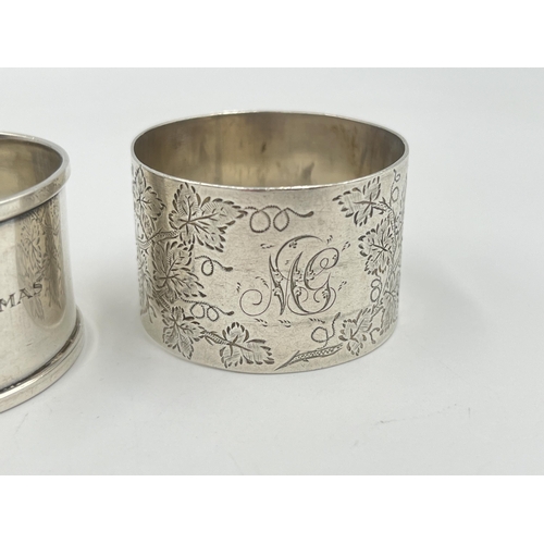 2529 - Two hallmarked sterling silver napkin rings, one Victorian London and one Cooper Brothers & Sons Ltd... 