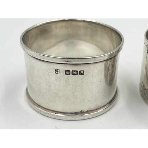 2529 - Two hallmarked sterling silver napkin rings, one Victorian London and one Cooper Brothers & Sons Ltd... 