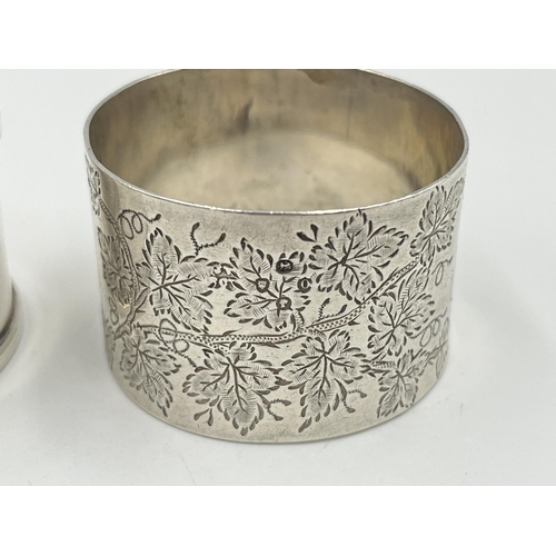 2529 - Two hallmarked sterling silver napkin rings, one Victorian London and one Cooper Brothers & Sons Ltd... 