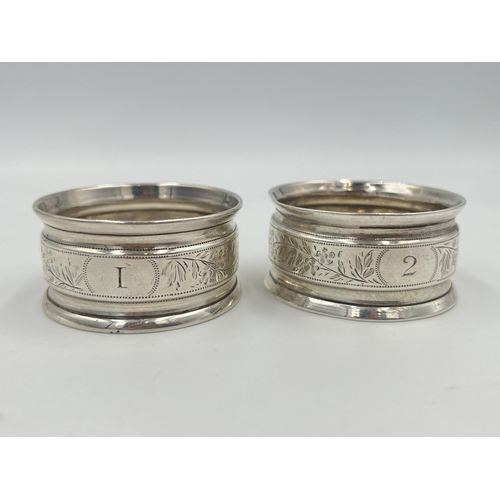 2530 - A pair of Victorian Hilliard & Thomason hallmarked Birmingham silver napkin rings, dated 1888 - appr... 