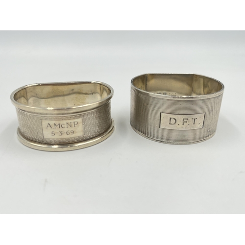 2531 - Two hallmarked sterling silver napkin rings, one Birmingham and one London - approx. gross weight 40... 