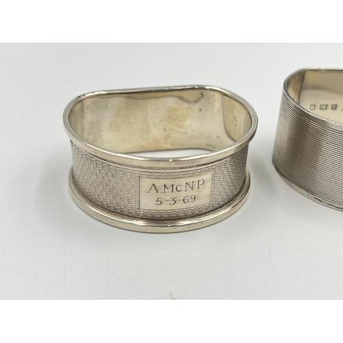 2531 - Two hallmarked sterling silver napkin rings, one Birmingham and one London - approx. gross weight 40... 