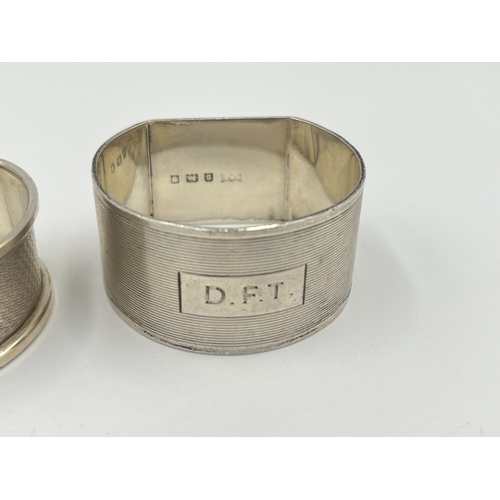 2531 - Two hallmarked sterling silver napkin rings, one Birmingham and one London - approx. gross weight 40... 