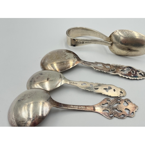 2535 - Four silver medicine spoons, one hallmarked Birmingham - approx. gross weight 32g and three .830 con... 