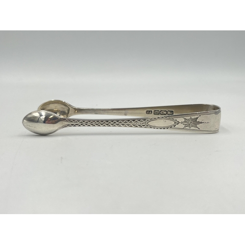 2536 - A pair of Victorian John Smyth & Sons hallmarked Dublin silver sugar tongs, dated 1899 - approx. gro... 