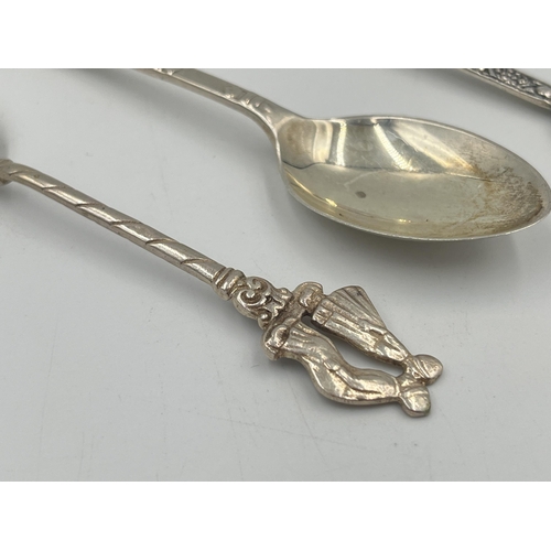 2541 - Three silver spoons, two hallmarked sterling and one .800 together with one white metal - approx. co... 