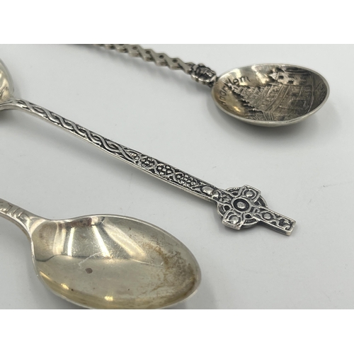 2541 - Three silver spoons, two hallmarked sterling and one .800 together with one white metal - approx. co... 