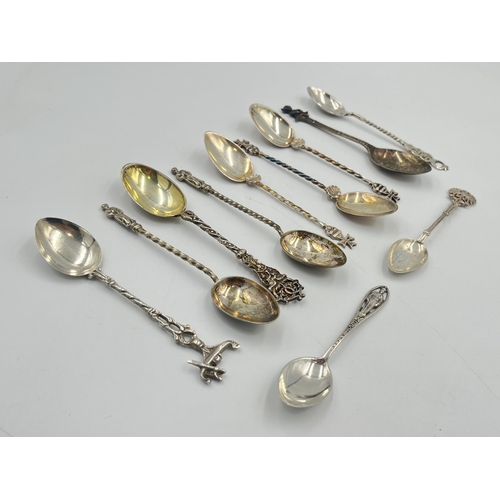 2546 - Eleven silver and white metal teaspoons, three sterling -approx. gross weight 40g, two .800 continen... 