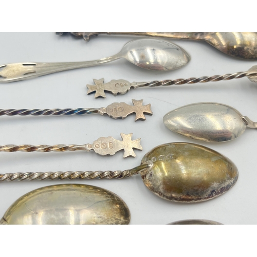 2546 - Eleven silver and white metal teaspoons, three sterling -approx. gross weight 40g, two .800 continen... 