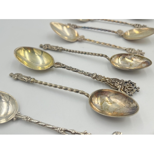 2546 - Eleven silver and white metal teaspoons, three sterling -approx. gross weight 40g, two .800 continen... 