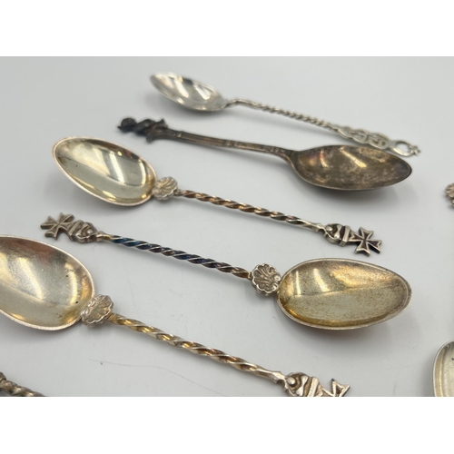 2546 - Eleven silver and white metal teaspoons, three sterling -approx. gross weight 40g, two .800 continen... 