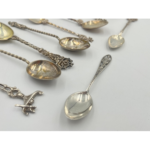 2546 - Eleven silver and white metal teaspoons, three sterling -approx. gross weight 40g, two .800 continen... 