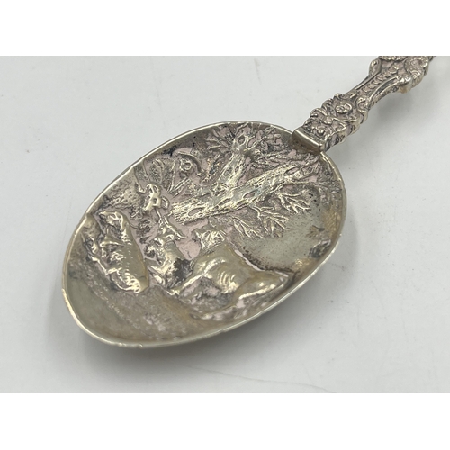 2549 - A hallmarked sterling silver collectors spoon depicting farming and ship scenes - approx. gross weig... 