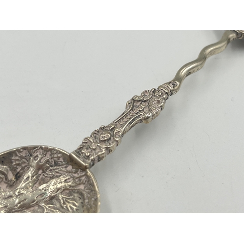 2549 - A hallmarked sterling silver collectors spoon depicting farming and ship scenes - approx. gross weig... 