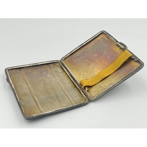 2555 - An Art Deco Joseph Gloster Ltd. white metal and enamel cigarette case - approx. gross weight 110g