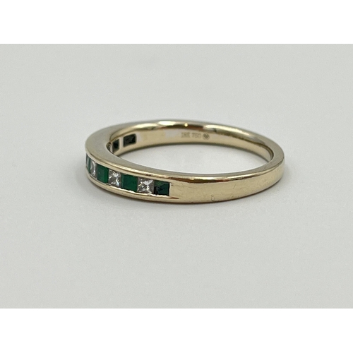 2039A - An 18ct gold emerald and 0.28ct diamond ring, size Q½ - approx. gross weight 4.3g