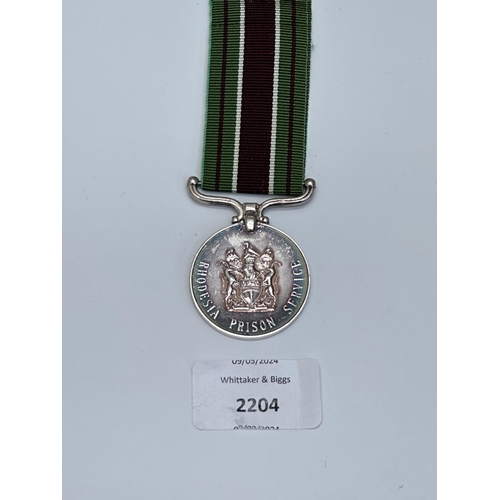 2204 - A Rhodesia Prison Service For Gallantry medal