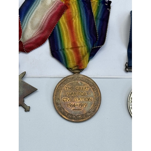 2219 - A WWI medal trio presented to 11887 Pte. G. Cowdry. R. Berks. R. with printouts of relevant certific... 