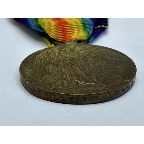 2219 - A WWI medal trio presented to 11887 Pte. G. Cowdry. R. Berks. R. with printouts of relevant certific... 