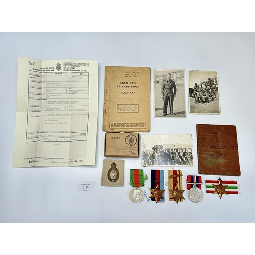 2220 - A boxed WWII British medal group with ephemera belonging to 2365706 Driver Ronald Sidney Samworth co... 